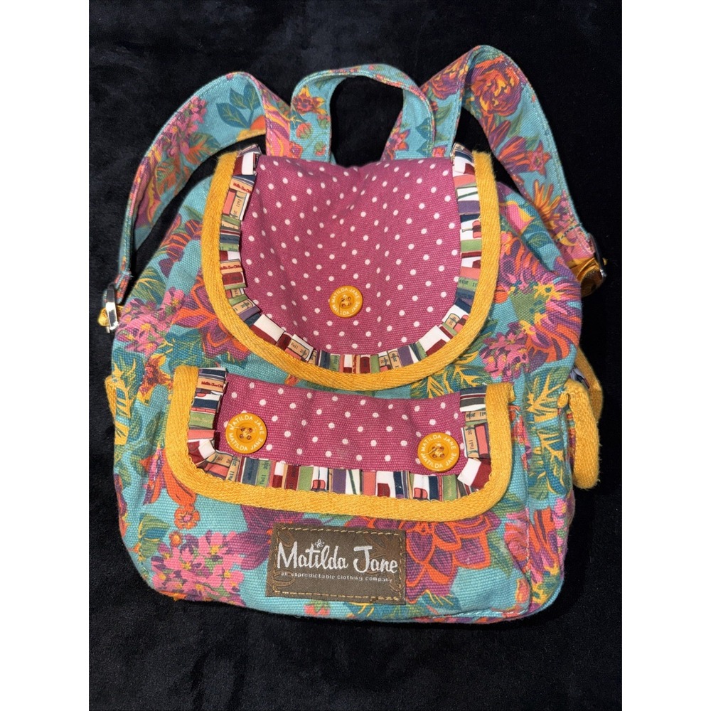 Matilda Jane Floral Backpack Small Book Print Lining Boho Drawstring